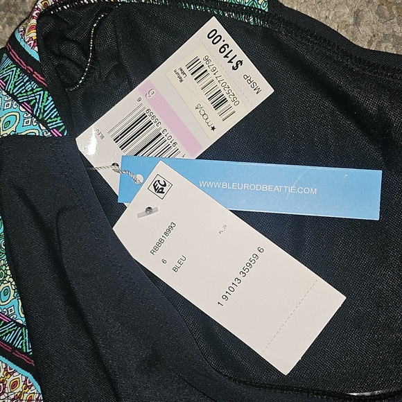 Bleu Rod Beattie Plunge Mesh Neck Halter One Piece Swimsuit Sz 6 - Picture 10 of 12